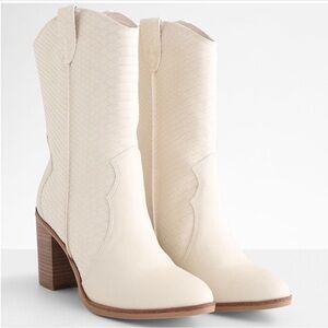 MIA Cindy Embossed Western Cowboy Boot in Ivory Python